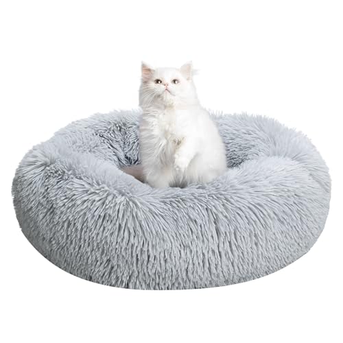 TOHDNC Gatto Cane Letto Rotondo 50cm, Calming Fluffy Peluche Gatto Letto Anti Ansia Cozy Donut...