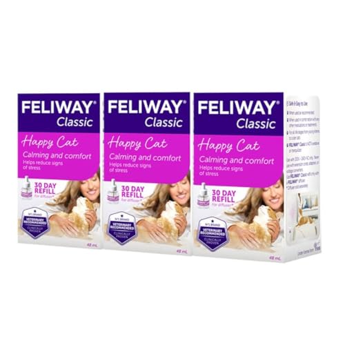FELIWAY® Classic – Antistress Calmante per Gatti – 3x Ricariche da 48 ml - Feromoni...