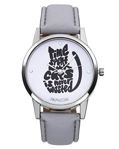 JSDDE orologi fashion Orologio da polso da donna Cute Gatto modello orologio da donna PU Pelle...