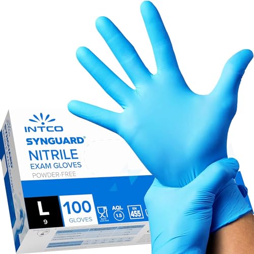intco medical 100 guanti in Nitrile L senza polvere, senza lattice, ipoallergenici, certificati...
