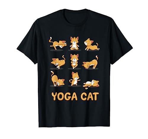 Yoga Cat Shirt Gatto Fare Yoga Posa Meditazione Zen Cat Amante Maglietta