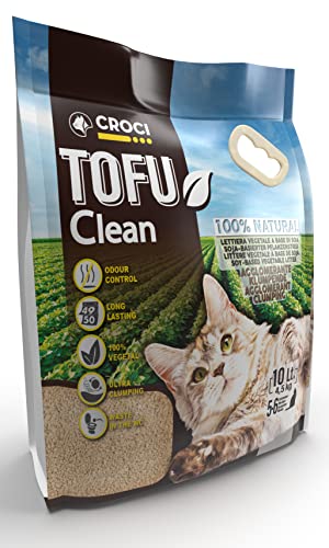Croci Lettiera Tofu Clean 10L - Lettiera Gatti agglomerante, Biodegradabile si getta nel WC,...
