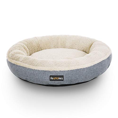 Feandrea Cuccia Divano per Cani Gatti, Forma di Ciambella, 55 cm, Grigio PGW55G