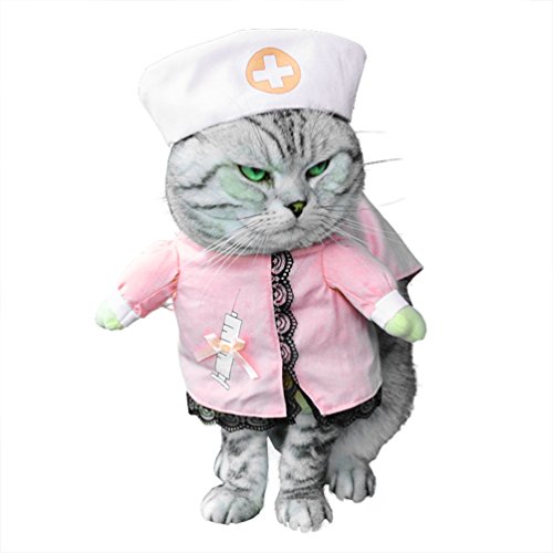 Smalllee_lucky_store - Costume da infermiera per cani di piccola taglia, con cappello, elegante...