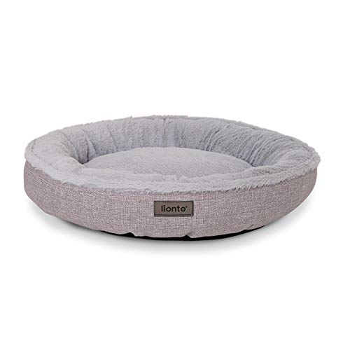 lionto Lettino Cani rotondo Cuscino Cani Divano Cani Lettino Gatti Donut, 55 cm Ø Grigio