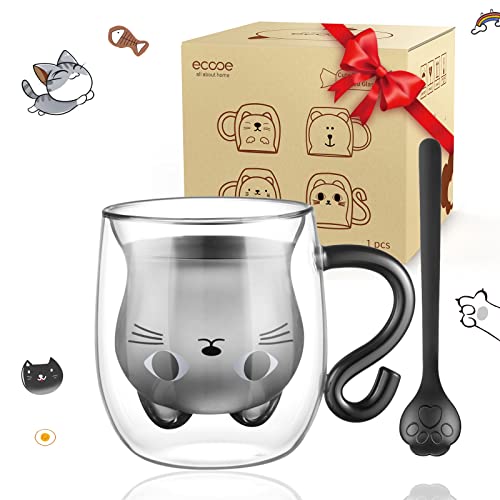 ecooe Simpatico Tazza Gatto Doppia Parete 290ml da Caffè Cappuccino Latte Macchiato con Manico...