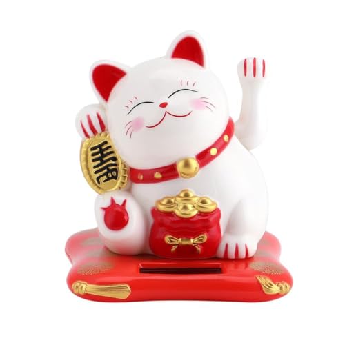 Jadeshay Lucky Cat - Maneki Neko Solar powered Winke cat gatto fortunato Sweet Solar Lucky per...