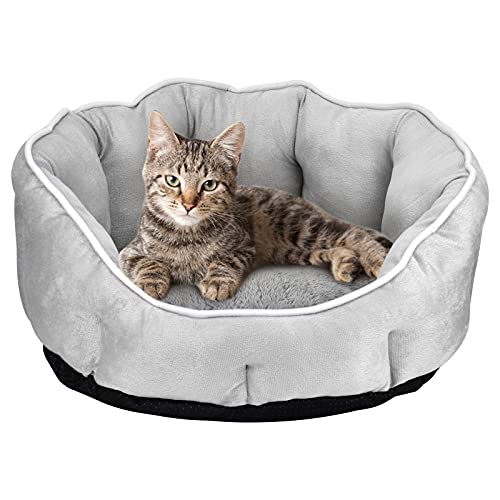 Queta Cuccia per cani, cuccia per cani e gatti, in peluche, morbida, 46 x 46 x 23 cm (grigio)