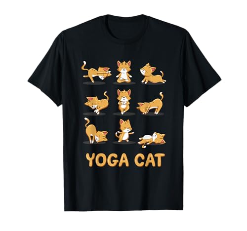 Yoga Cat Shirt Gatto Fare Yoga Posa Meditazione Zen Cat Amante Maglietta