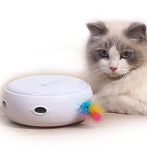 PETTOM Giochi Gatto Automatici con 2 Piume Staccabili Cat Toy 3 modalità Giocattoli...