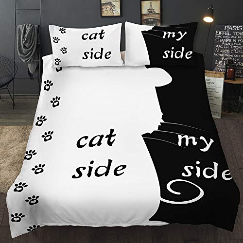 WWYX Set di biancheria da letto con motivo cane e bianco e nero, 220 x 240 cm, coppia di...