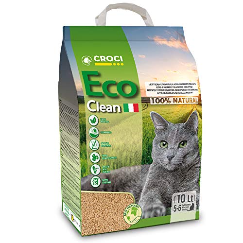 Croci Lettiera Eco Clean 10 L - Lettiera Gatti agglomerante, Biodegradabile si getta nel WC,...