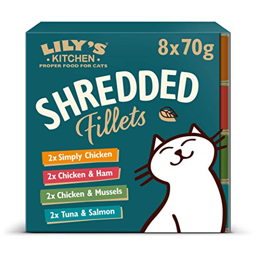 Lily's Kitchen Umido Cibo per Gatti Shredded Fillets 32er Vaschette (32 x 70g) - Multipack in...