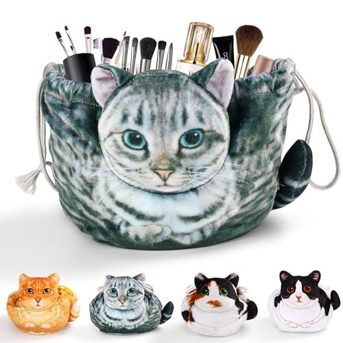 Openhahaha Trousse cosmetica con coulisse, regalo per gli amanti dei gatti, borsa cosmetica...