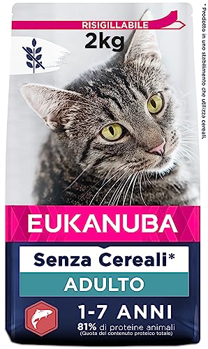 EUKANUBA Grain Free cibo secco per gatti adulti, ricco di salmone 2kg