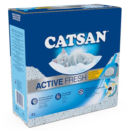 Catsan Active Fresh Lettiera Agglomerante per Gatti, Efficace Controllo Odori, 8 Litri