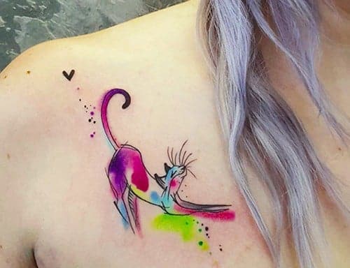 gatto colorato tatuato