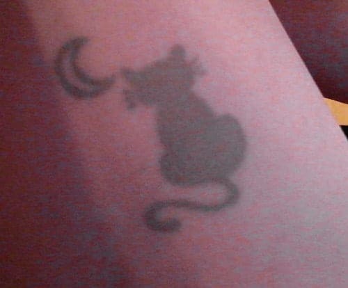 tatuaggio gatto e luna