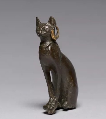 Statua gatto egizio in pietra nera