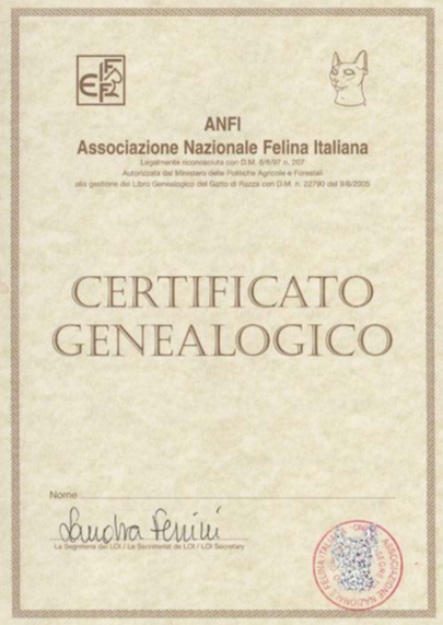 Il pedigree o certificato genealogico di ANFI